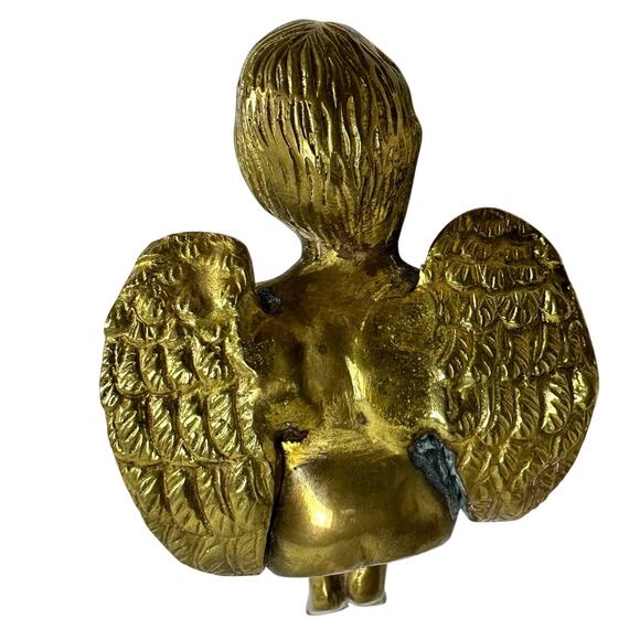 Heavy Brass Pair of Cherubs-Adorable Shelf Sitter and Reclining Styles! - Picture 7 of 7